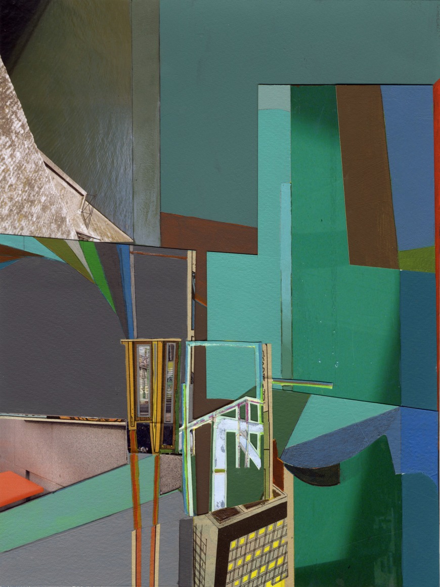 Mary Lum, Paris / London, 2012. Acrylic and photo collage, 12 x 9 inches.