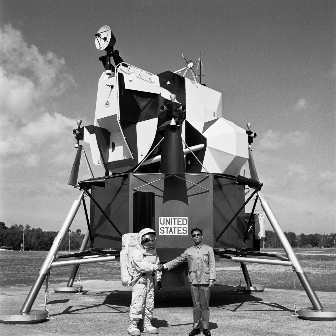 Tseng Kwong Chi, Cape Canaveral, Florida, 1985. Gelatin silver print, 15 x 15 inches.