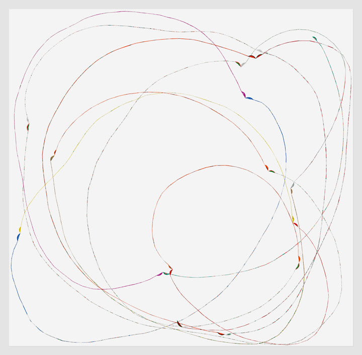 O&rsquo;Goody It&rsquo;s Watermelon Time, 2015.&nbsp;Fruit stickers and archival adhesive on paper.&nbsp;48 x 48 inches.&nbsp;Unique