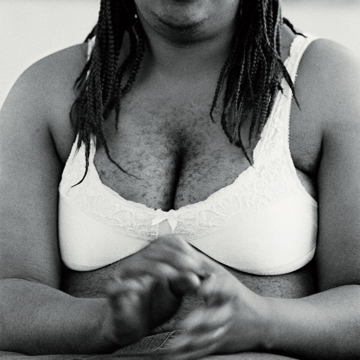 Zanele Muholi, Bra, 2003, from the series Only Half the Picture. Gelatin silver print, 16 x 16 inches.