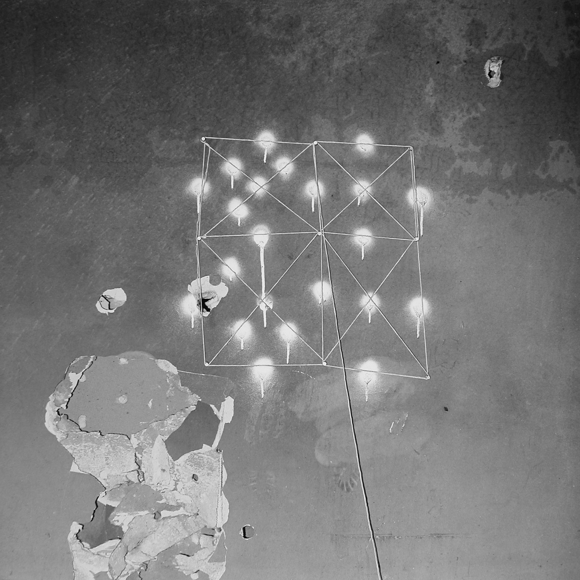 John Divola, Vandalism (74V18), 1974. Vintage gelatin silver print, Paper: 14 x 11 inches, Frame: 18 1/2 x 14 1/2 inches.