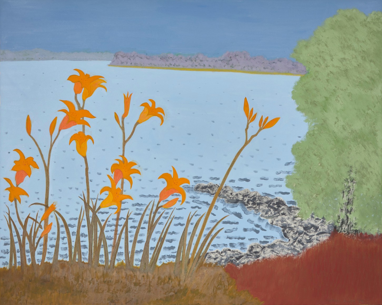 March Avery Lilies by the Lake, 1983 oil on canvas canvas: 40 &times; 50 inches frame: 43 &times; 53 inches