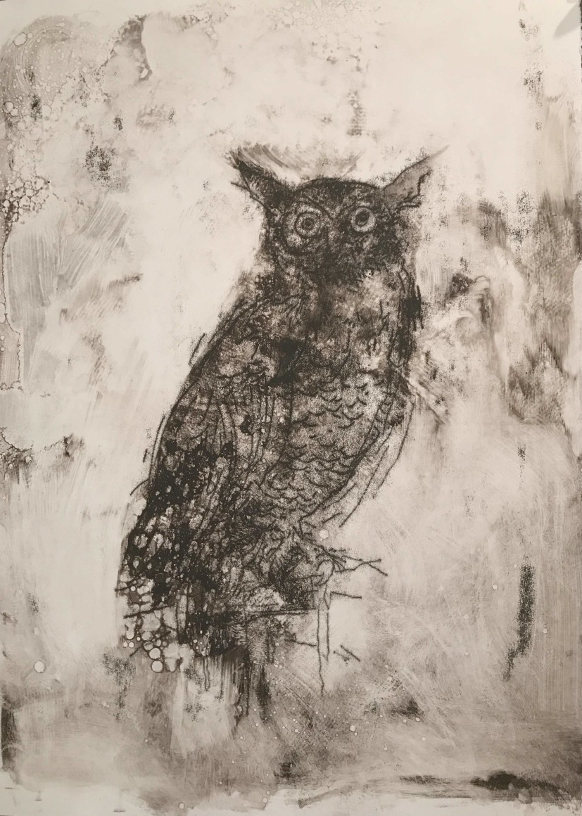 John Alexander  Rough Night, 2017  monotype on Fabriano Rosaspina paper  39 x 27 1/2 inches