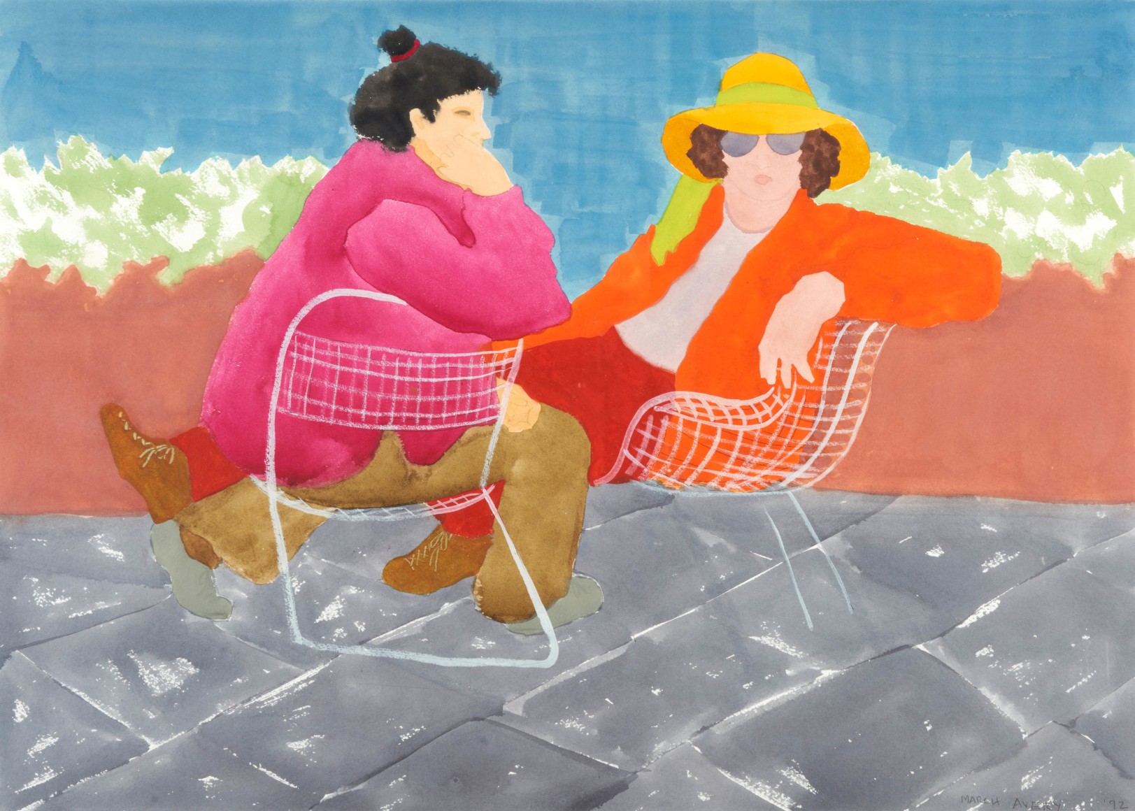 March Avery Amanda and Sally, 1992 signed and dated lower right watercolor on Arches paper paper: 22 &times; 30 inches frame: 29 &times; 37 inches