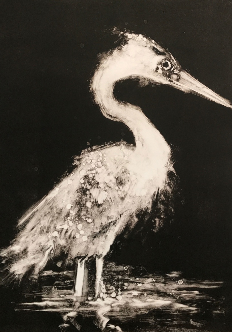 John Alexander  Great White Looking East, 2017  monotype on Fabriano Rosaspina paper  28 x 19 1/2 inches