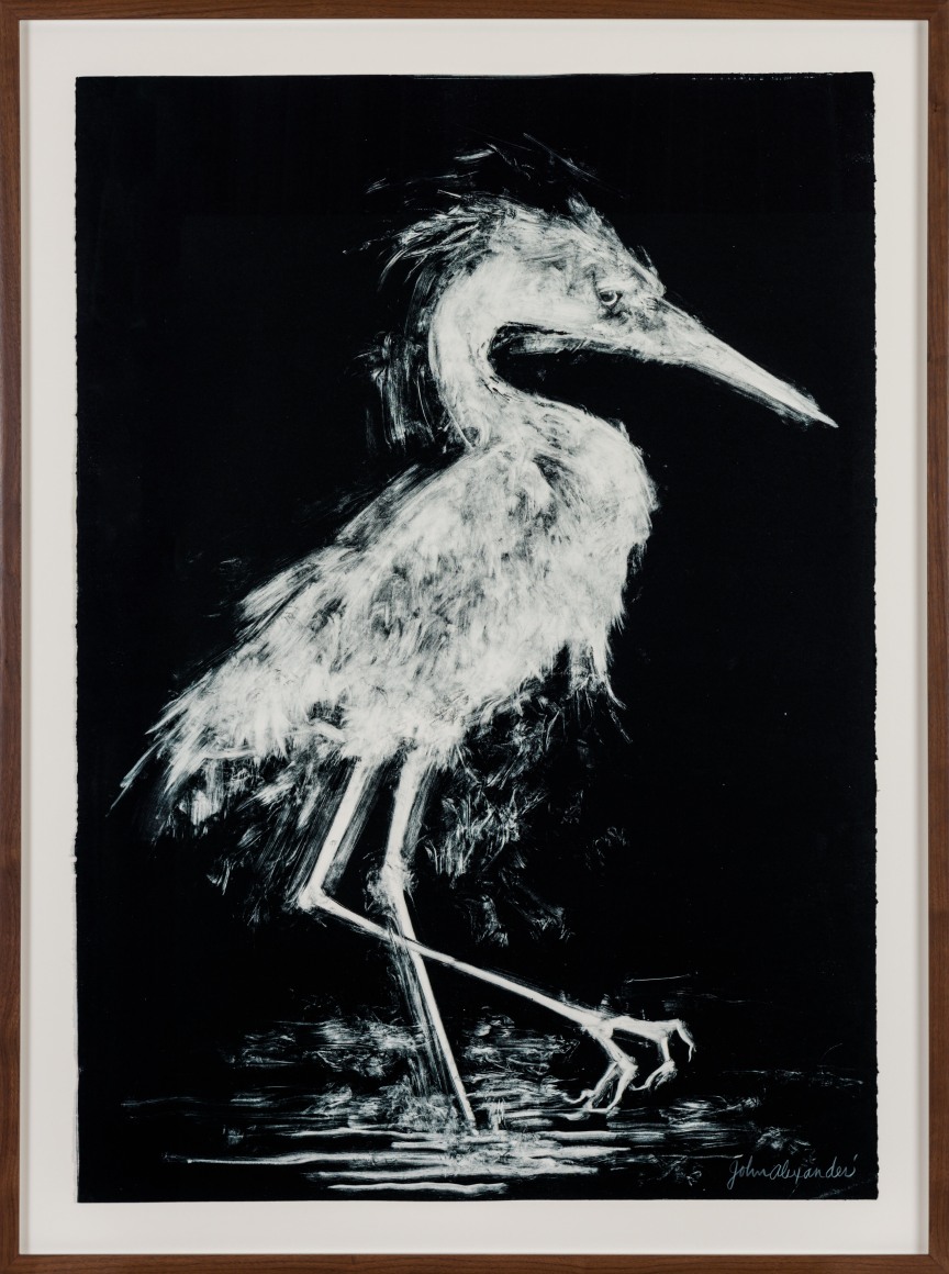 John Alexander  High Stepping, 2017  monotype on Fabriano Rosaspina paper  paper: 39 x 27 1/2inches  frame: 44 1/2 x 33 1/2 inches