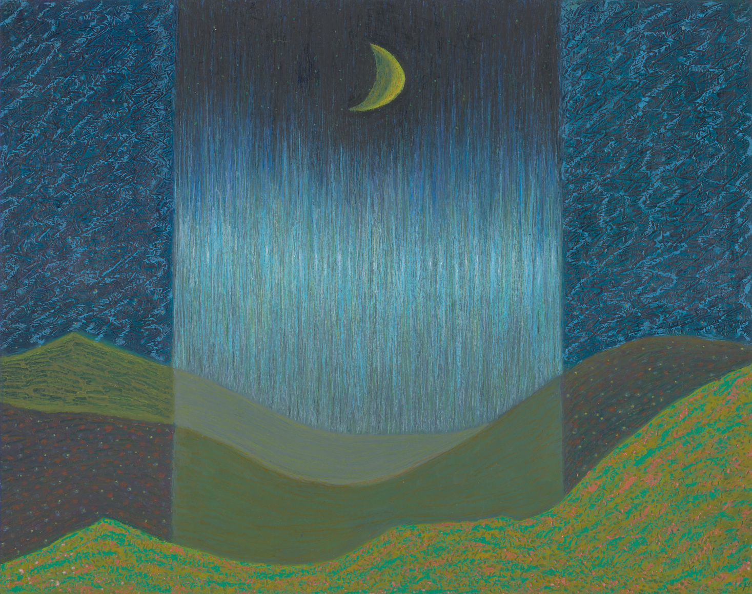 Ping Zheng God's Rain, 2019 oil stick on paper 11 x 13 7/8 inches