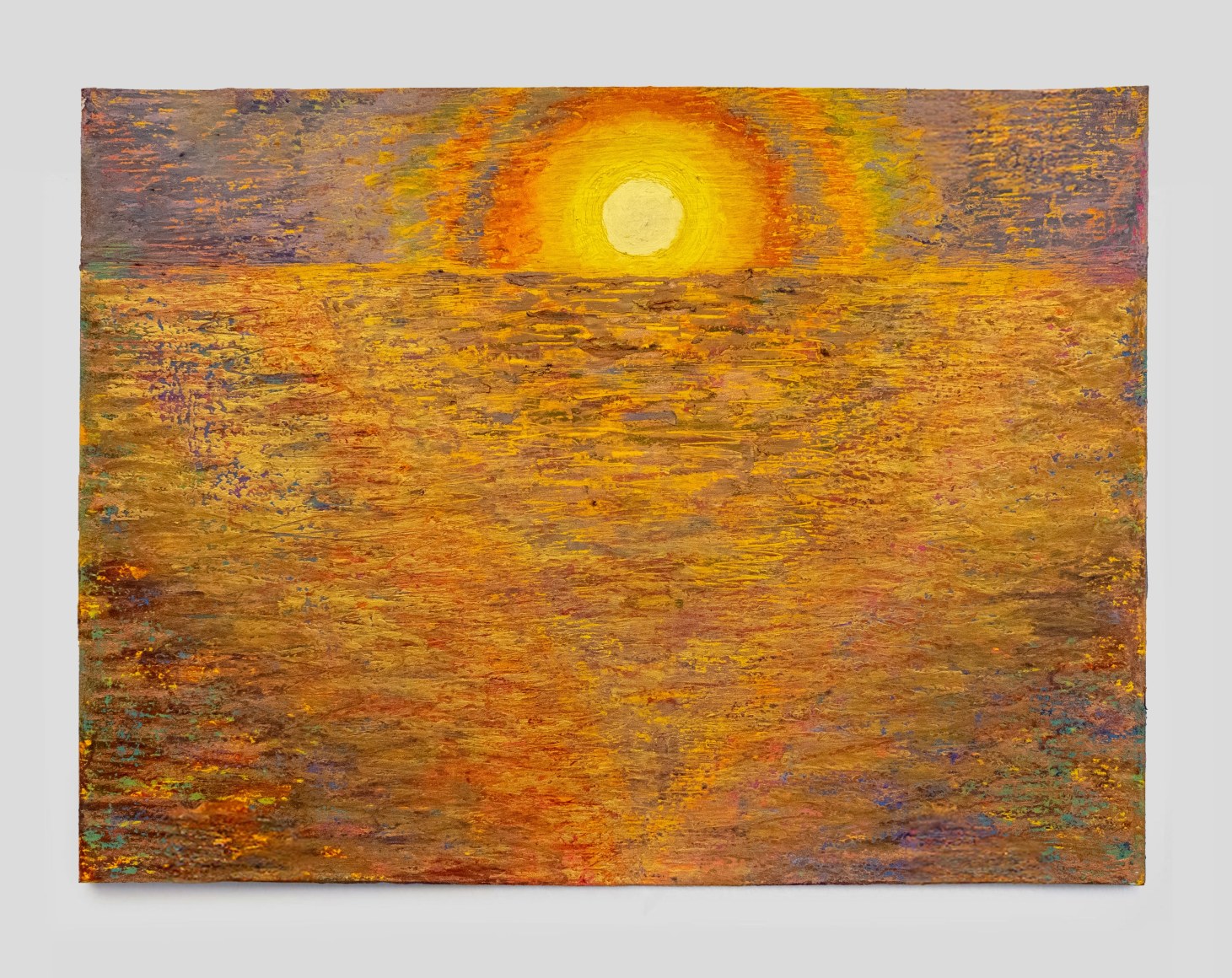 Bruna Massadas  Impression, Sunset, 2025  acrylic, pastel, and oil stick on paper  9 x 12 inches