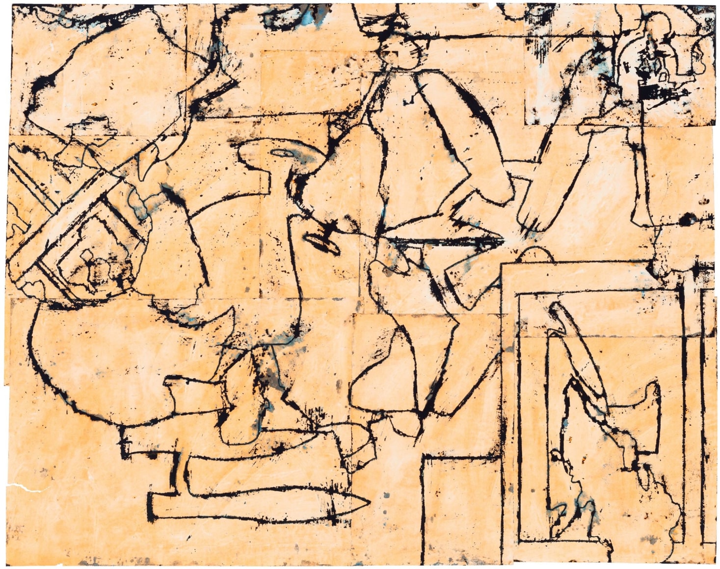 Bo Joseph Disunified Theory: Orange Shift, 2015 oil pastel, acrylic and tempera on joined paper 44 3/4 x 55 1/8 inches