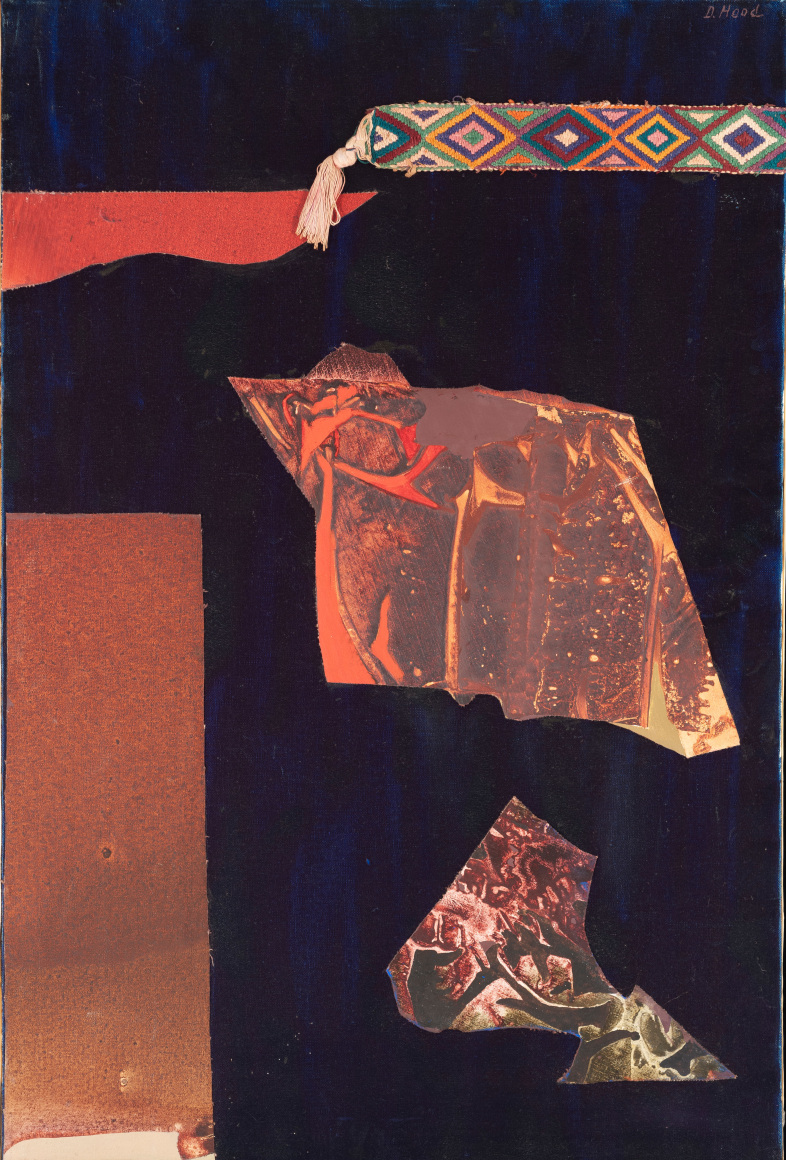 Dorothy Hood Shards of the Earth, c. 1980s oil on canvas with collage elements canvas: 36 x 24 inches frame: 36 1/2 x 24 1/2 inches