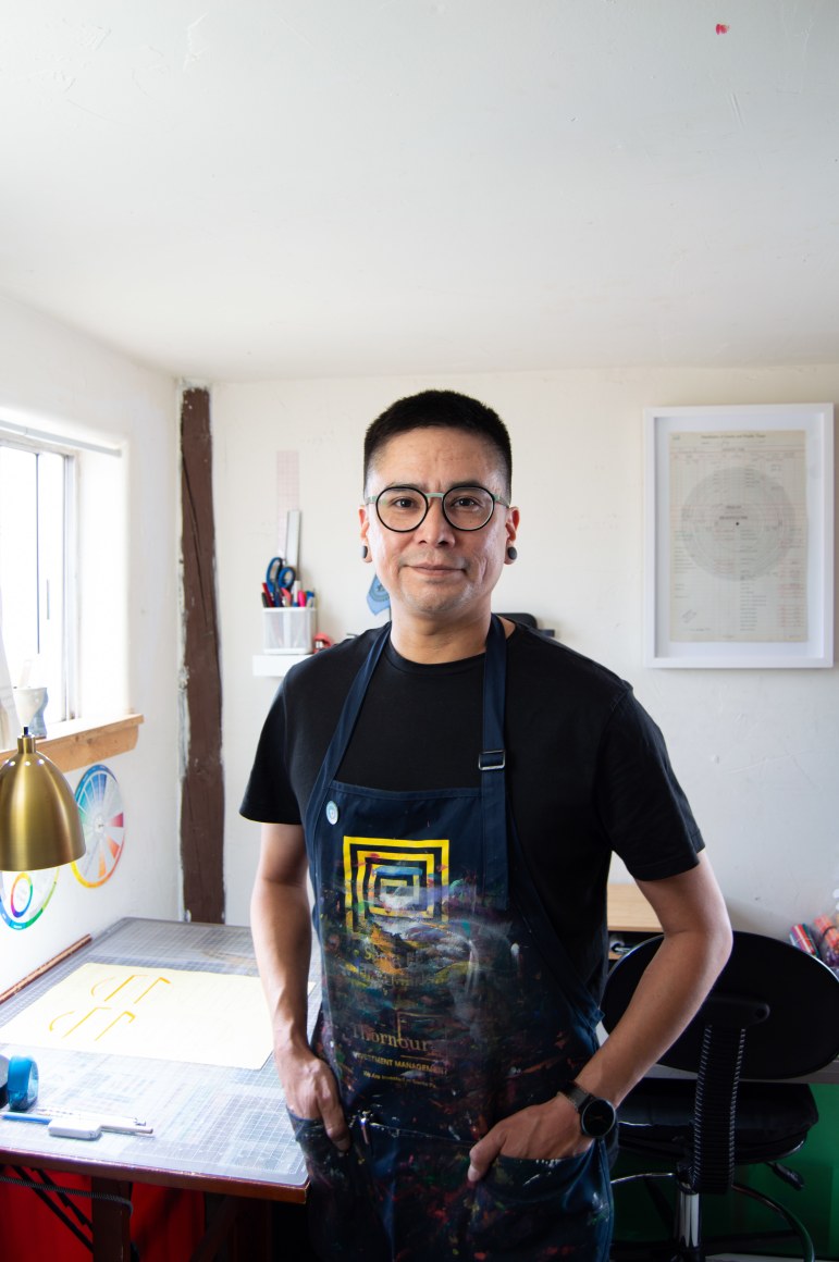 Artist Terran Last Gun in the studio.