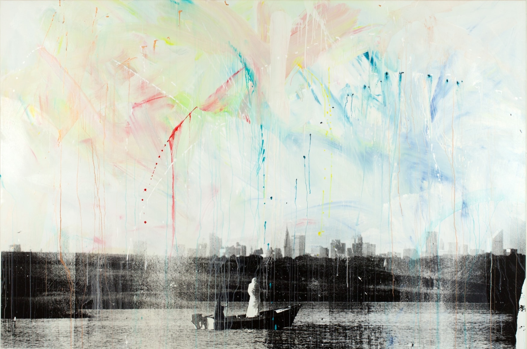 THE BRUCE HIGH QUALITY FOUNDATION Isle of the Dead, 2014 silkscreen, acrylic paint on canvas 80 x 120 inches Inquire