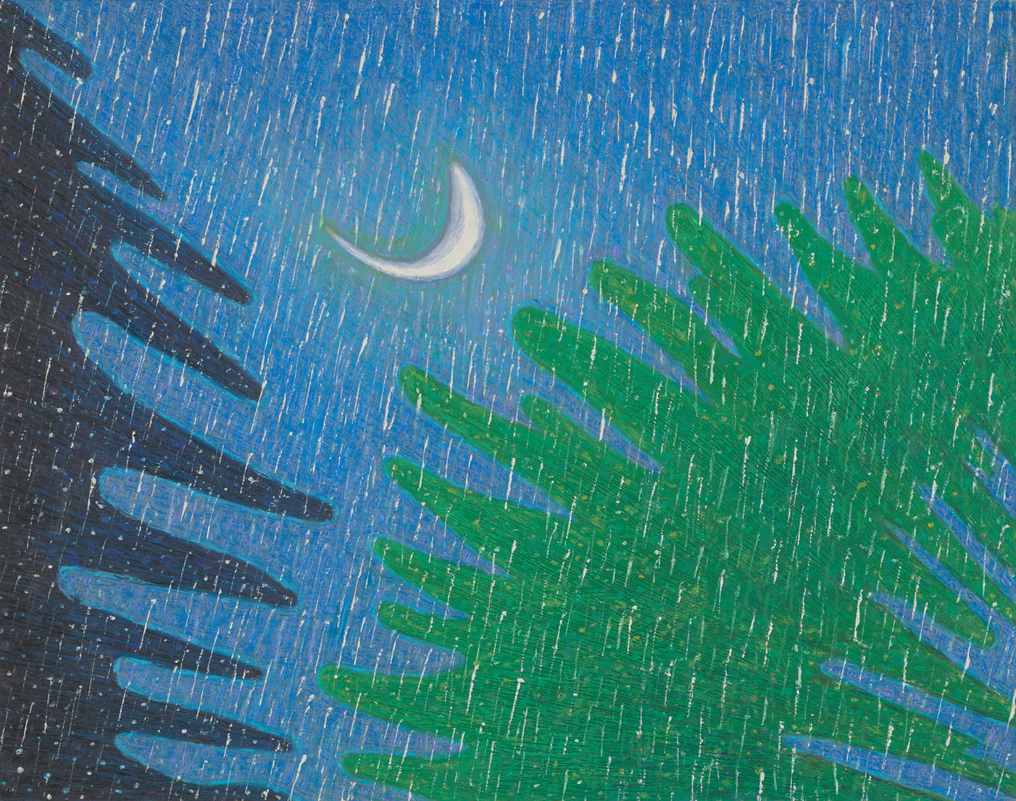 Ping Zheng The Rain of Blessing, 2019 oil stick on paper 11 x 13 7/8 inches