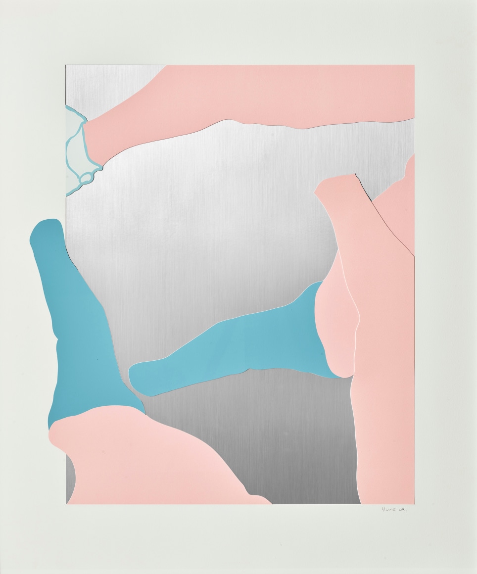 Gary Hume The Sister Troop, Untitled 05, 2009 Collaged screenprint on brushed aluminum card Sheet size: 32.13 x 26.73 inches (81.6 x 67.9 cm) Edition 9 of 60 Each signed and numbered by the artist