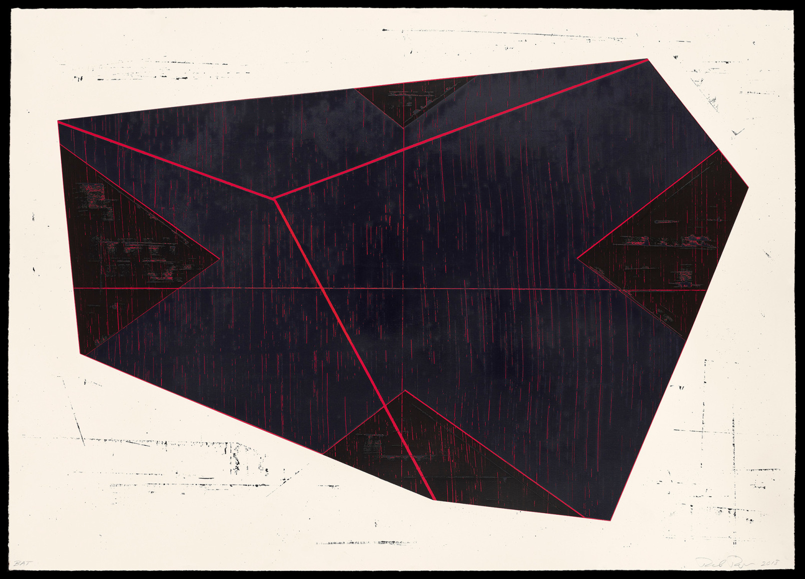 David Row,  Index, 2018,  silkscreen in 3 colors with waterbased and UV inks (15 passes),  image: 48 3/4 x 68 1/2 inches,  paper: 49 1/4 x 69 inches,  frame: 52 3/4 x 72 5/8 inches,  edition of 10
