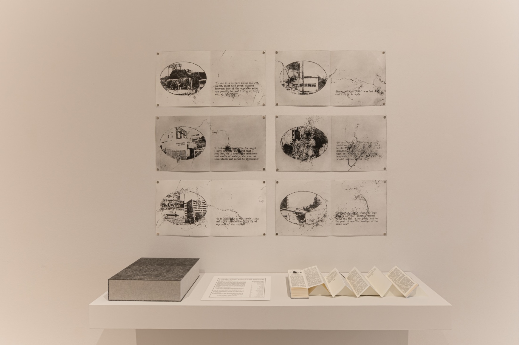 Installation view of Norma Trist: a Livre d'Artiste; or Pure Carbon: A Story of the Inversion of the Sexes (with text by John Carhart), 2020