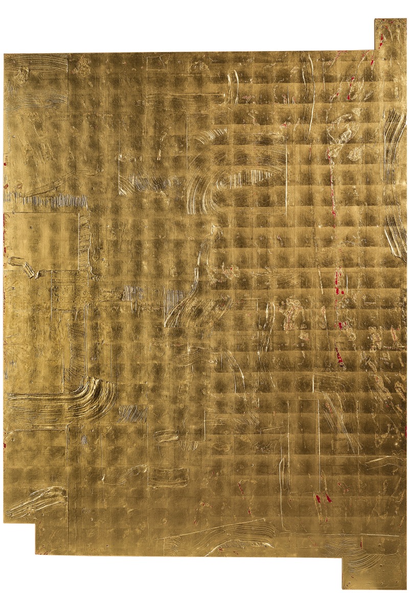 Christian Eckart A.A.Z. #8, 1986 alkyd resin, gold-leaf and gel on birch plywood 89 x 63 inches