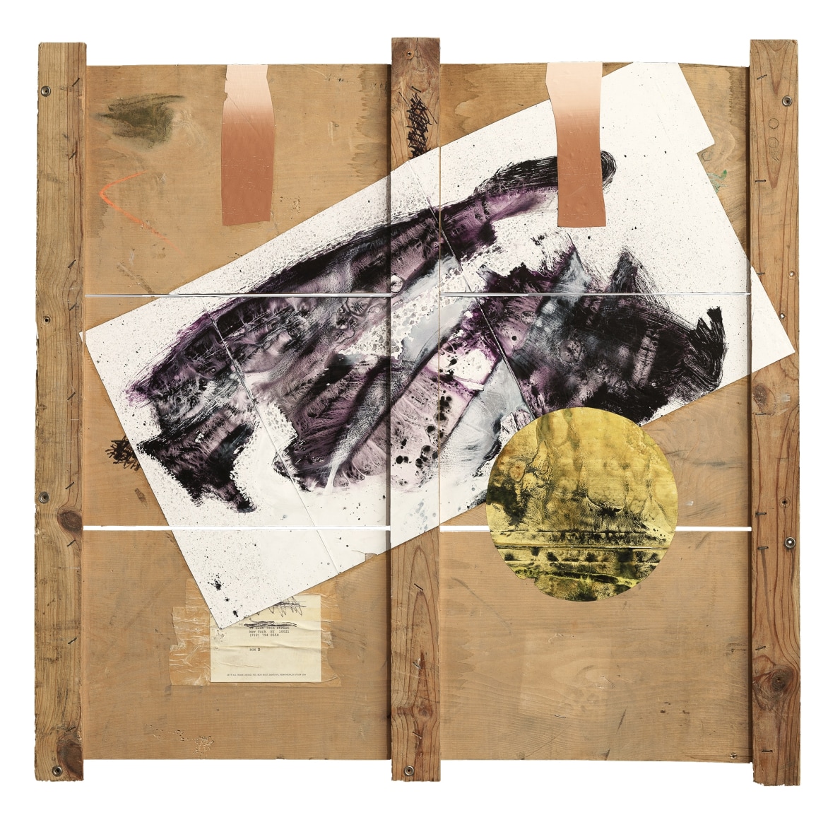 Shane Tolbert Brass Tacks, 2019 acrylic on found supports object: 36 x 35 inches