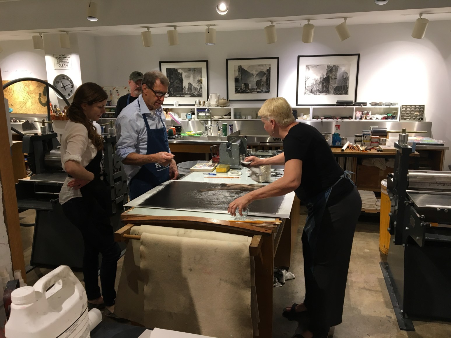John Alexander and Karin Broker at work at the Rice University Printmaking Studio