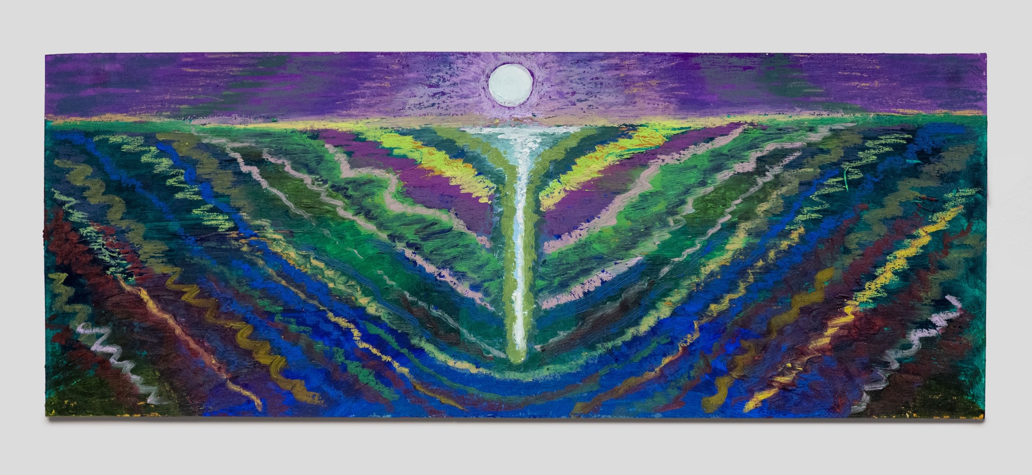 Bruna Massadas Midnight Candle, 2024 on verso acrylic and oil pastel on paper 5.5 x 14 inches