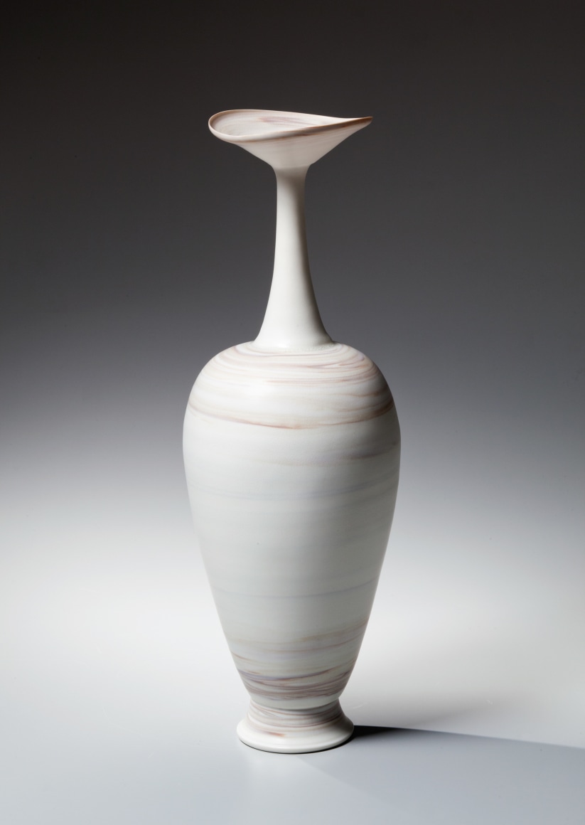 Ito, Hidehito, Ito Hidehito, neriage, marbleized, porcelain, marbleized porcelain, Japanese, ceramics, 2015, contemporary, Japanese ceramics, contemporary ceramics, amphora, bottle