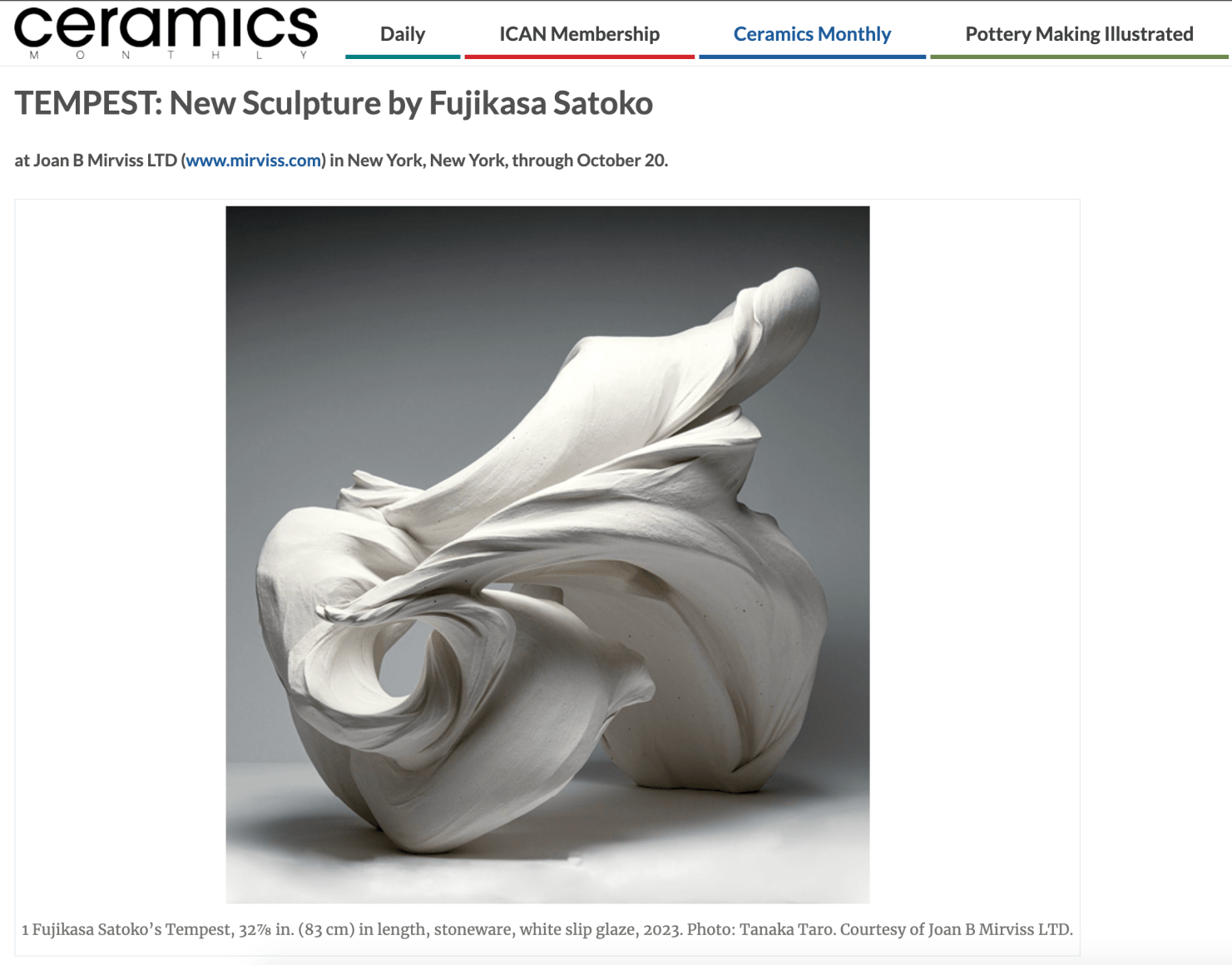 TEMPEST in latest issue of Ceramics Monthly magazine