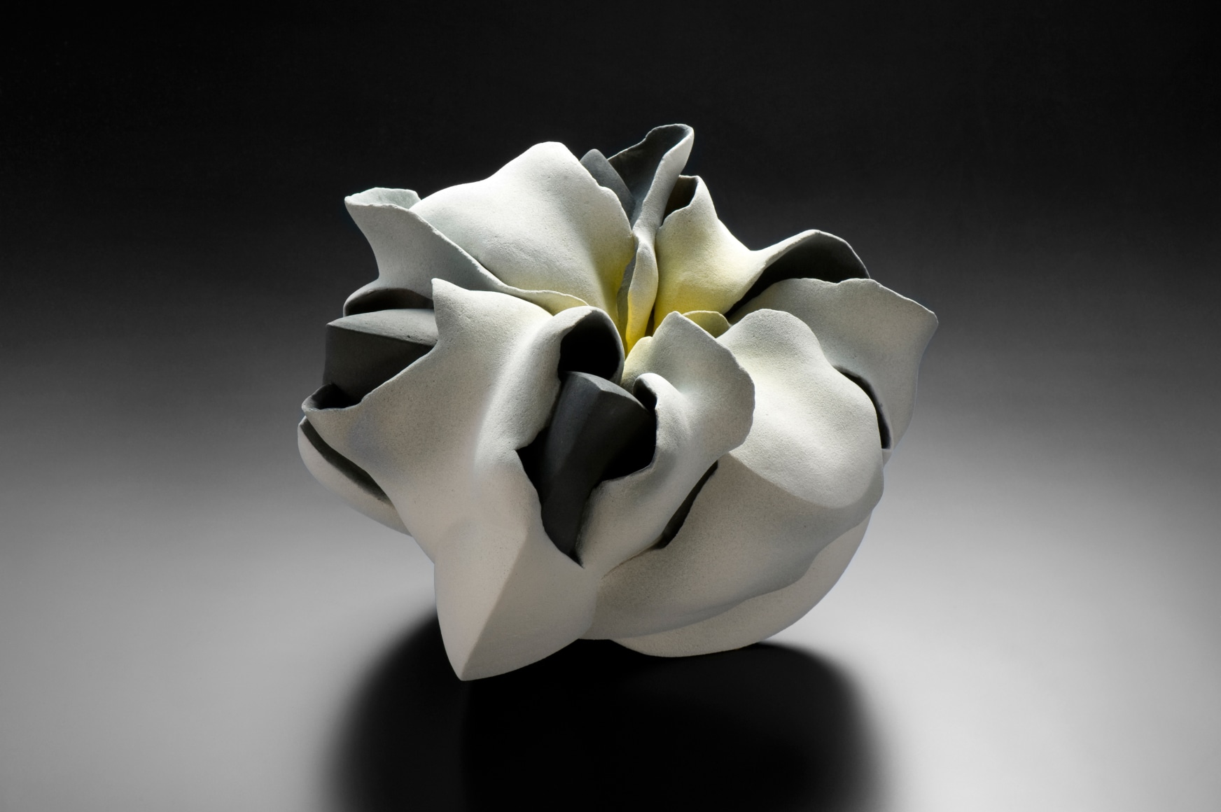 Fujino Sachiko, Interconnection 15-10, flower-inspired sculpture, 2015 matte-glazed stoneware, Japanese sculpture, Japanese pottery, Japanese contemporary ceramics, Japanese female artist, clay