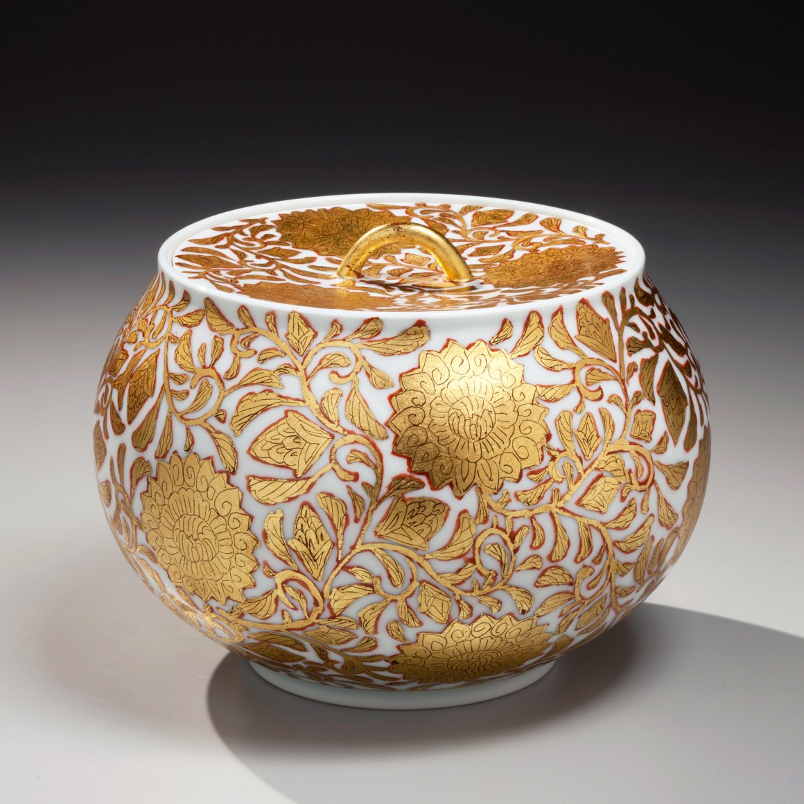OnoH_9156-1-web, Ono Hakuko, Squat globular lidded water jar, ca. 1985, Glazed porcelain, Japanese contemporary ceramics