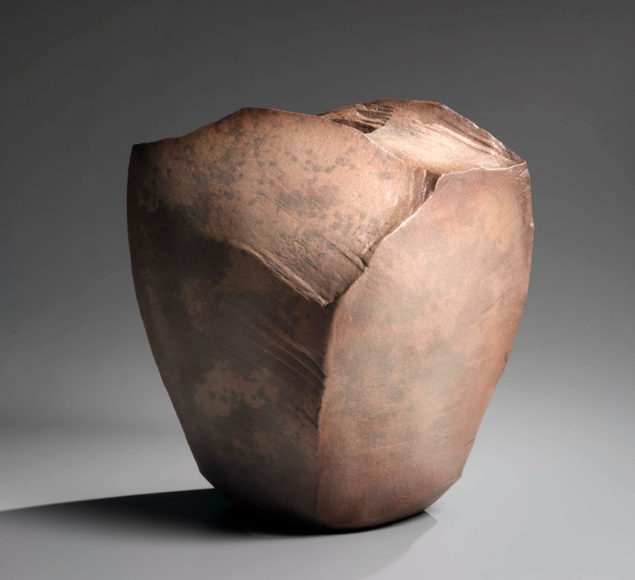 Kaneta Masanao (b. 1953), Rock-like vase with multi-plane body and Hagi kohiki-glaze with kiln effects