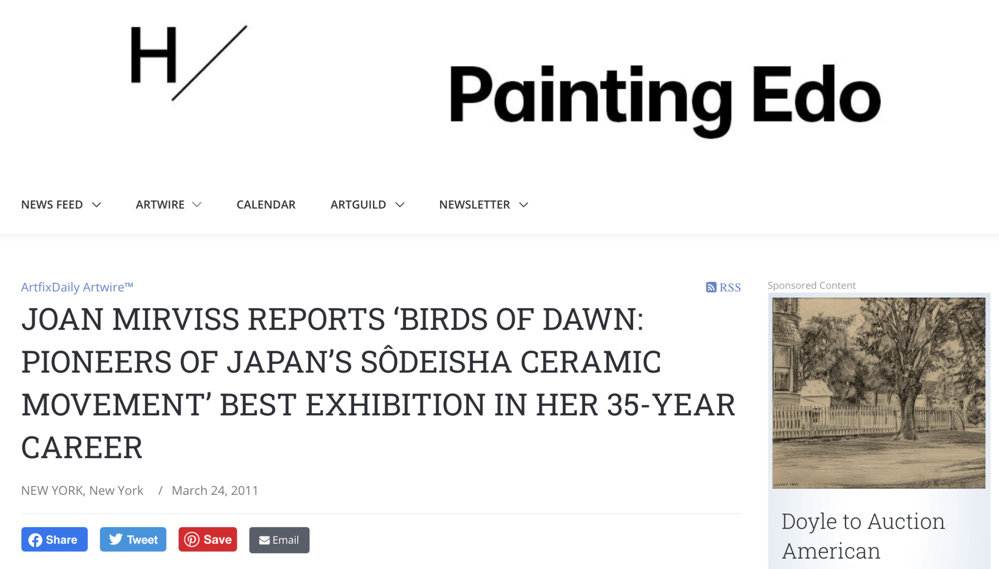 Joan Mirviss Reports 'Birds of Dawn: Pioneers of Japan's S&ocirc;deisha Ceramic Movement' Best Exhibition in Her 35-year Career