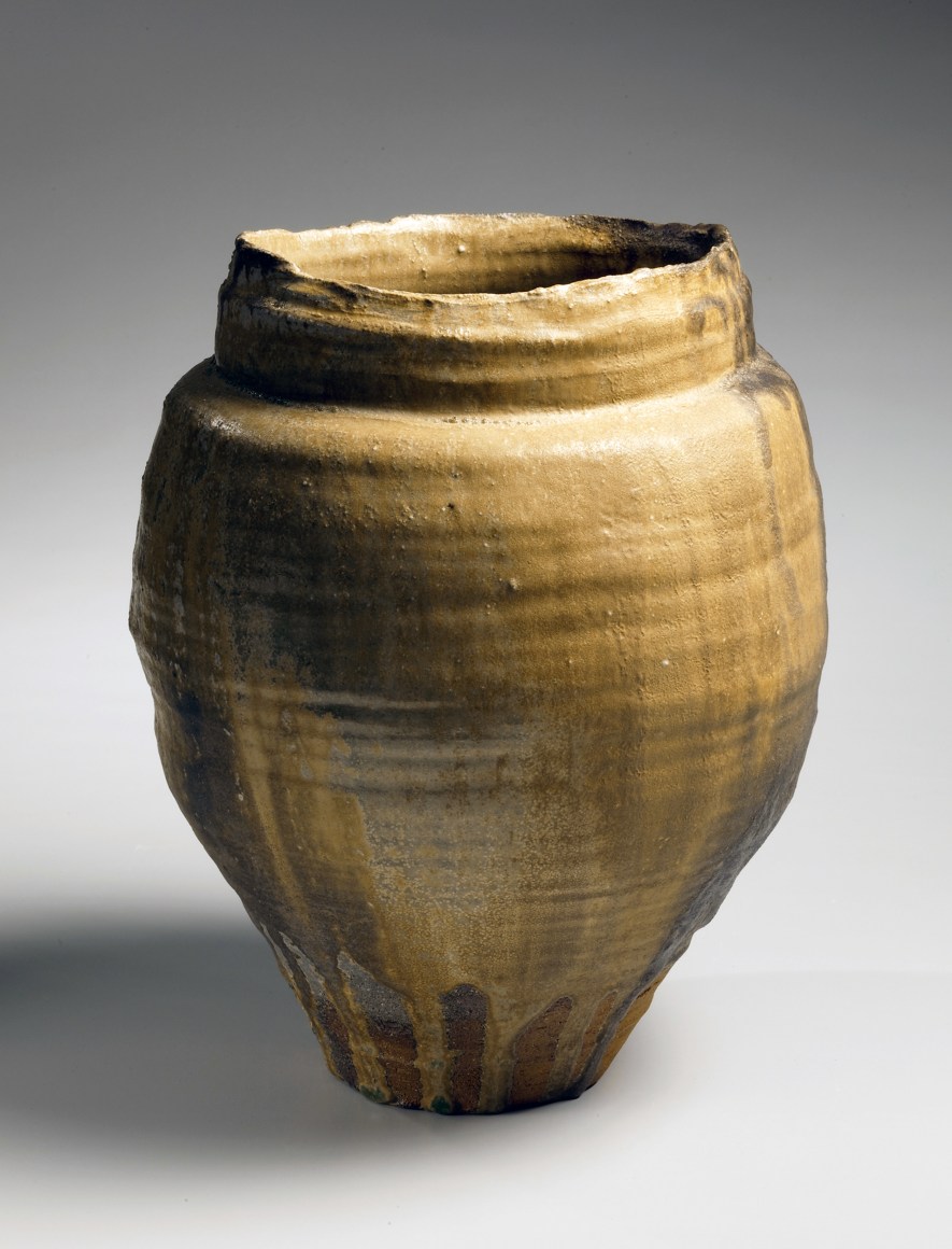 Hori Ichiro, ki-seto-glazed vessel, yellow-glazed stoneware, 2010, Japanese ki-seto, Japanese vessel Japanese teaware, Japanese ceramics, Japanese pottery, Japanese contemporary ceramics