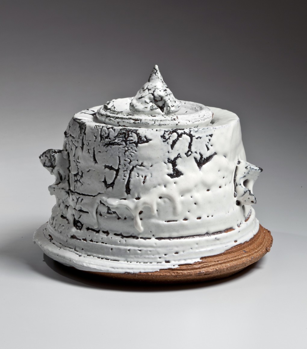 MiwaK_9599-1, Hagi-glazed water jar, 2015, Japanese contemporary ceramics, modern, sculpture