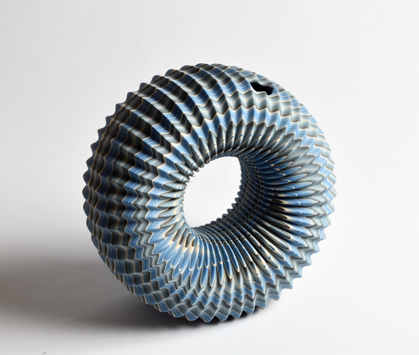 Standing ring-shaped neriage (marbleized) vessel with open mouth, 2017