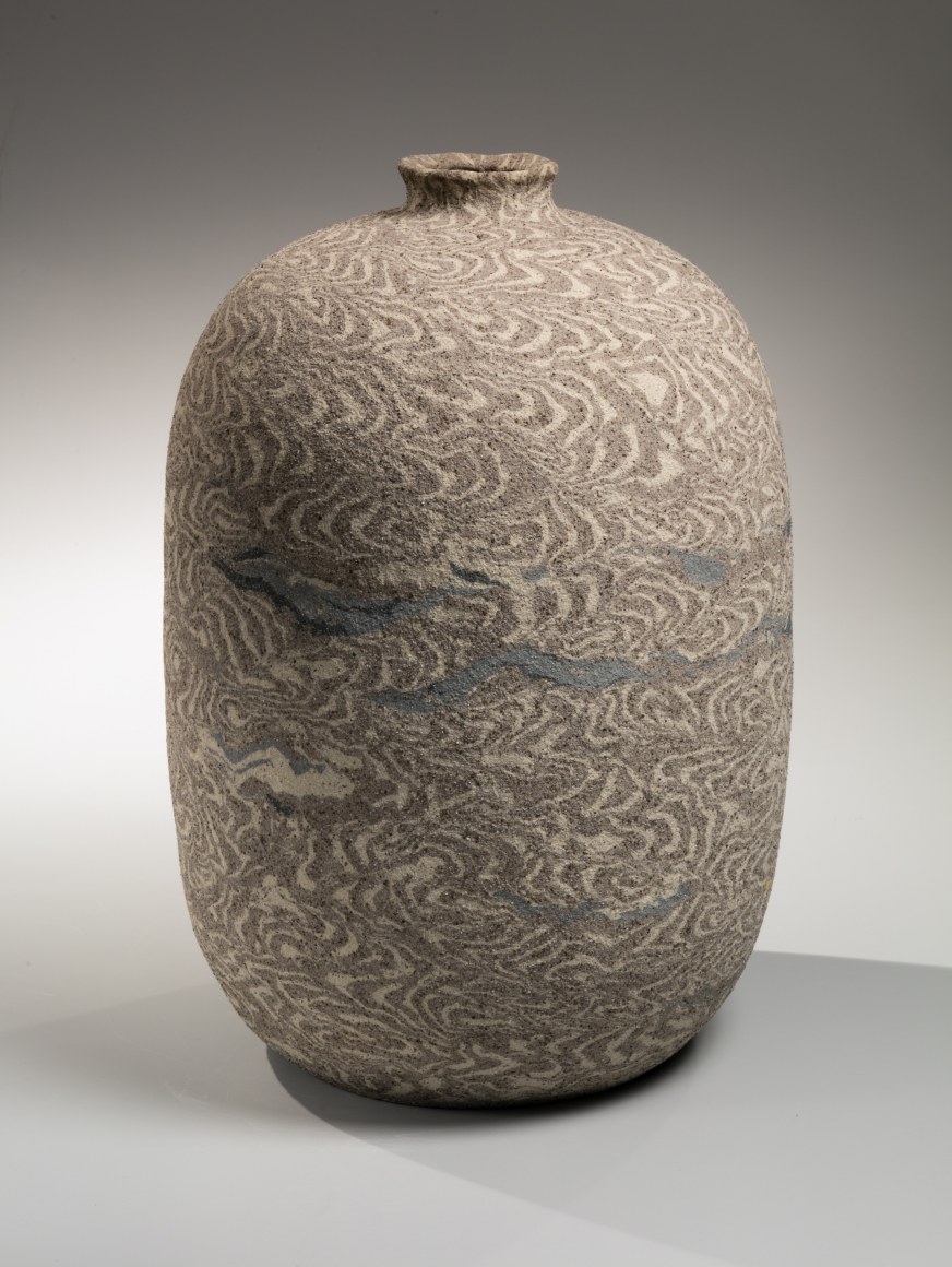 Matsui Kōsei, Early and rare neriage&nbsp;vessel with sand-blasted surface