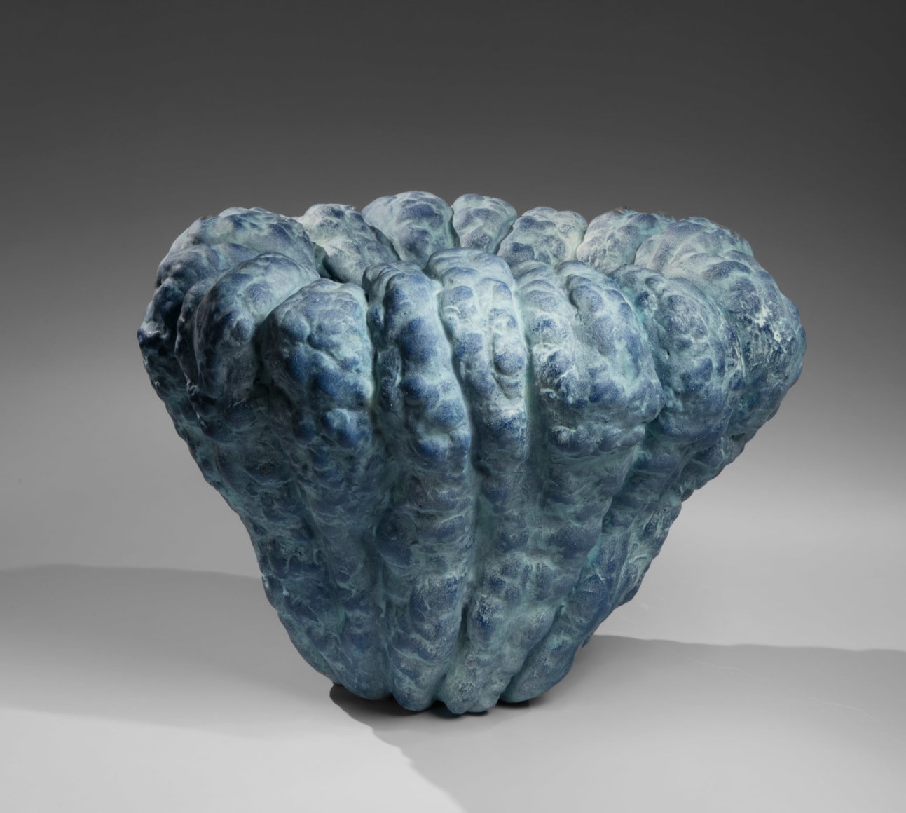 Blue and green biomorphic conical sculpture in the form of a pumpkin (akoda), 2019