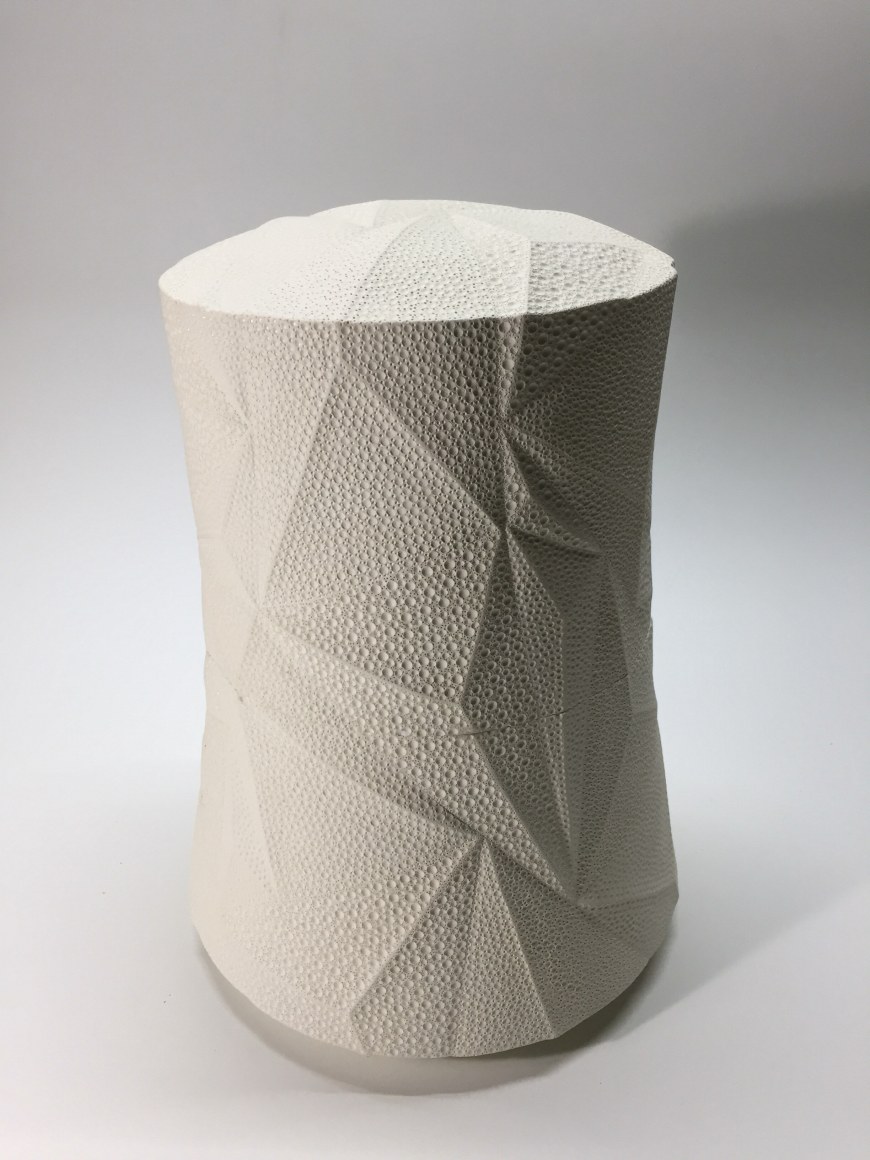 Ceramic covered box with impressed patterning, ca. 2014