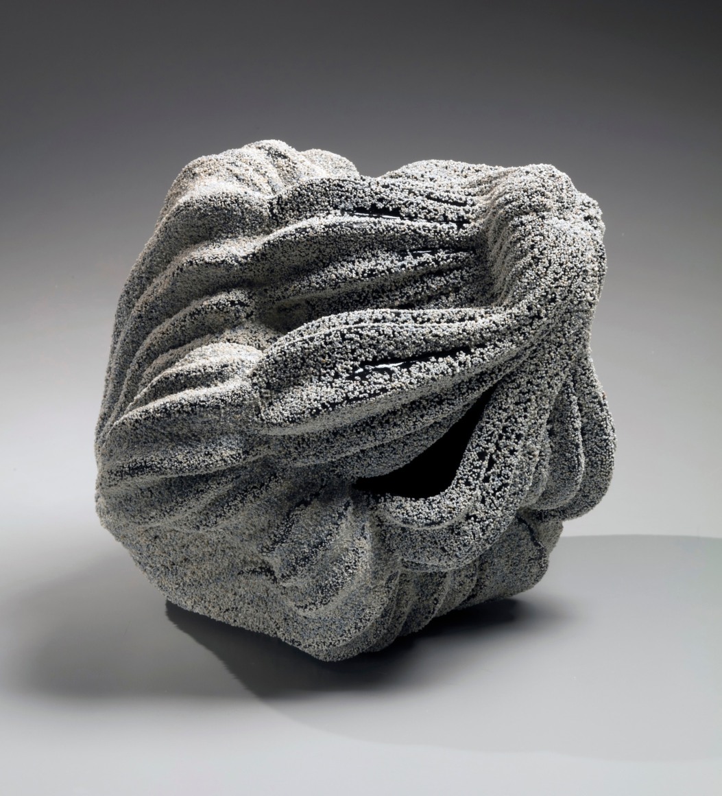 White chamotte-encrusted biomorphic sculpture in the form of coral, 2018