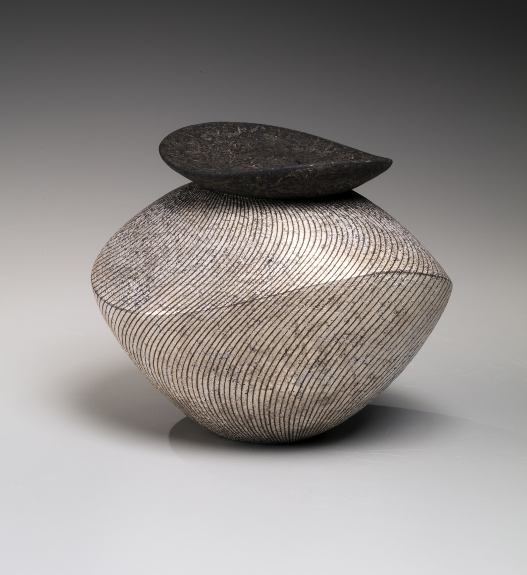 Iguchi Daisuke, Silver glazed incense burner with black flaring mouth