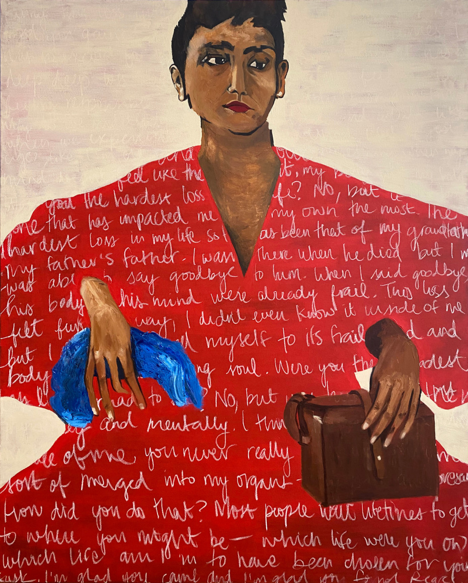 Maya Jay Varadaraj In Red and Confusion, 2022 Acrylic on canvas 60 x 48 in