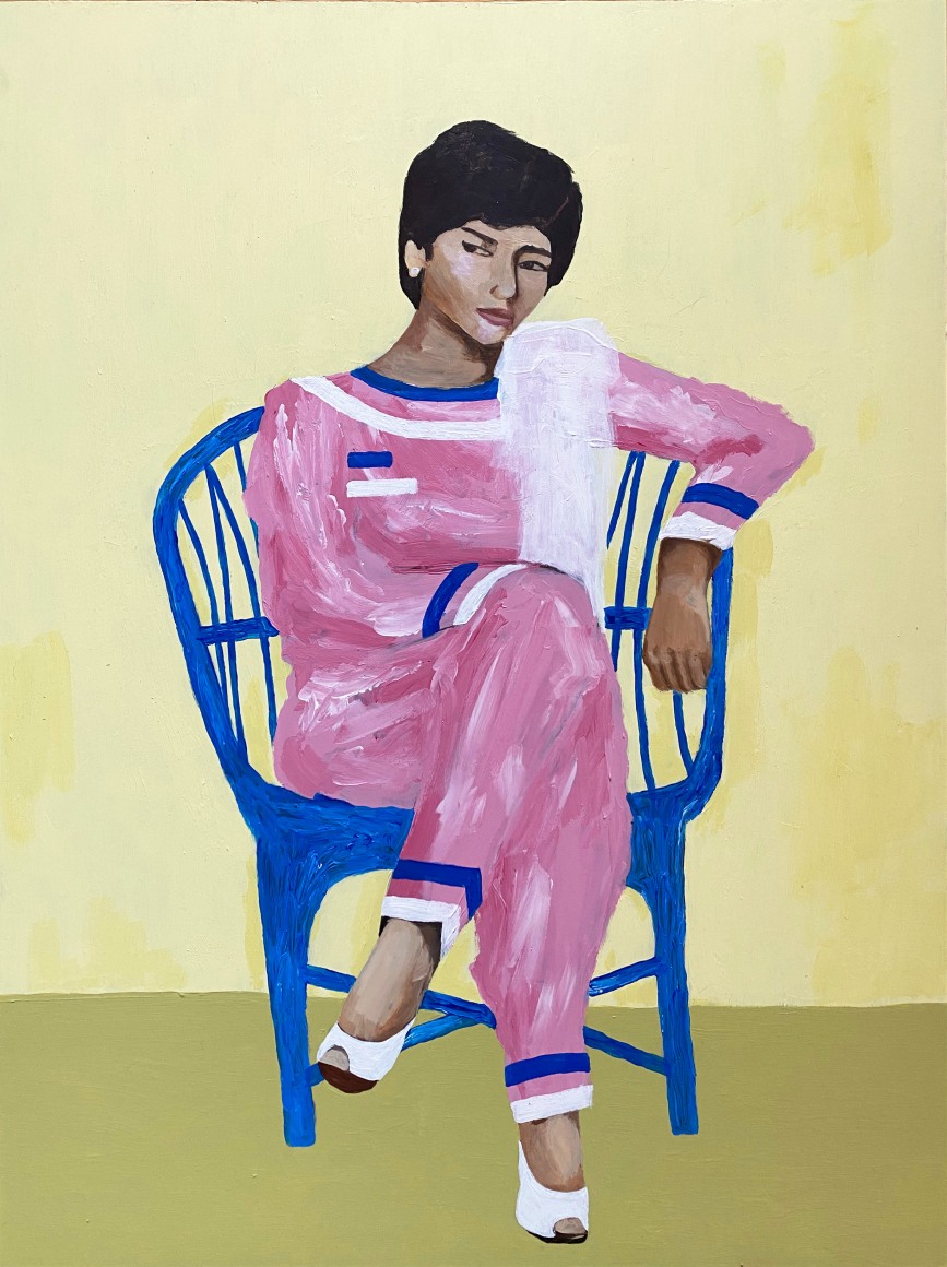 Maya Jay Varadaraj Judgemental Jai and Her Fresh Coimbatore Bob Cut, 2022 Acrylic on panel 24 x 18 in