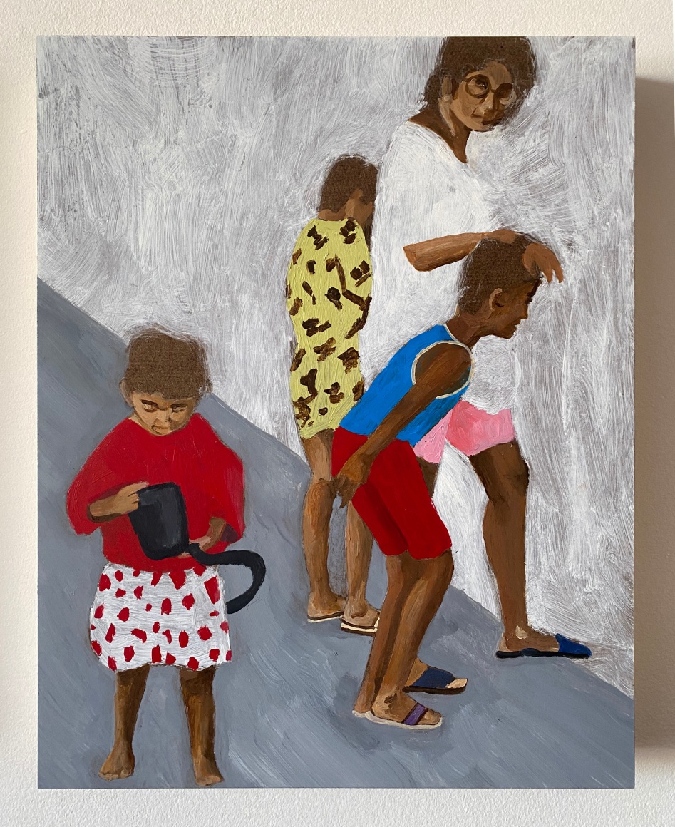 Maya Jay Varadaraj Gini Papai Won't Let You Jump, 2022 Acrylic on panel 14h x 11w in