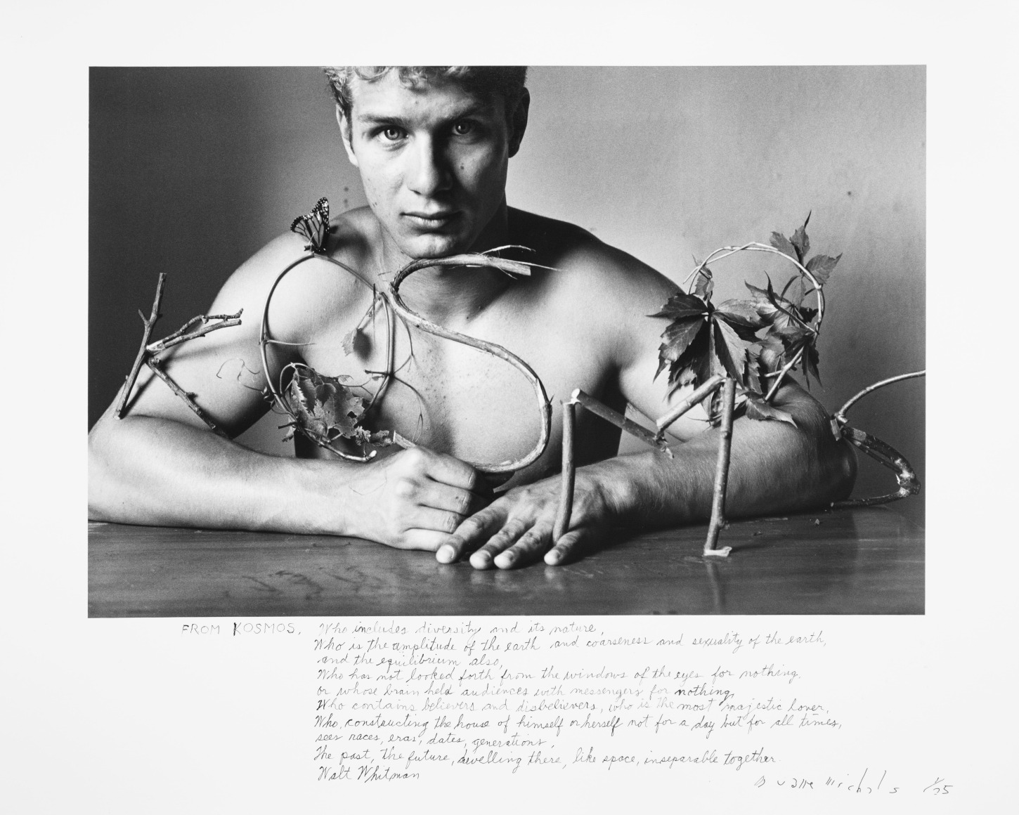 Kosmos, 1995 Gelatin silver print with hand-applied text 16 x 20 inches (paper) Edition 1/25