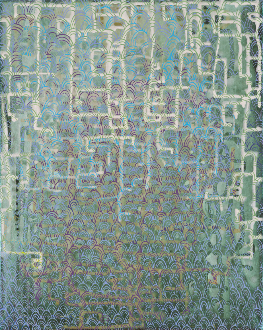 Glossy Overlays, 2020. Acrylic on linen, 20 x 16 inches