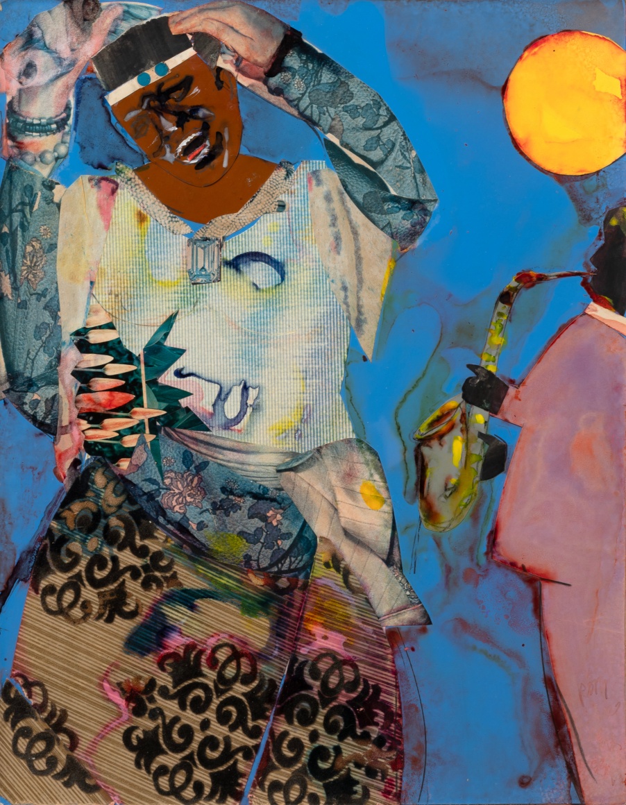 Romare Bearden, Queen of the Blues, 1987 Collage, paint, graphite on fiberboard 14 x 10 3/4 inches
