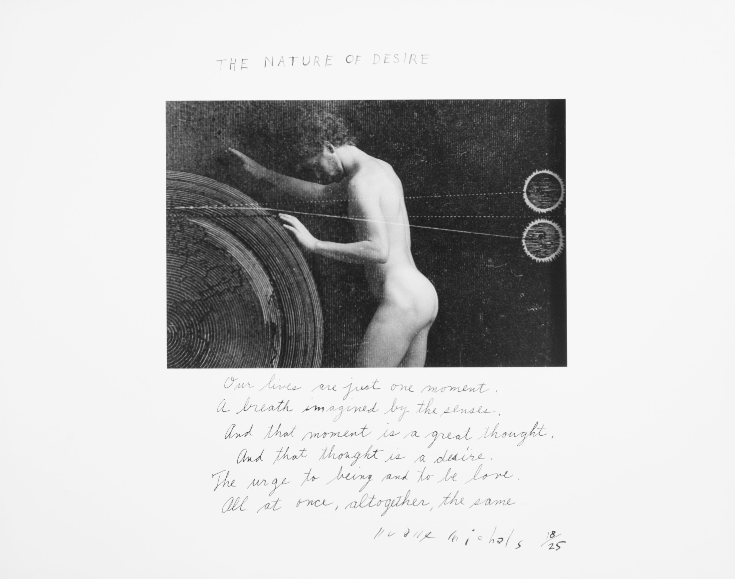 The Nature of Desire, 1986. Gelatin silver print with hand-applied text, 5 x 7 1/2 inches (image); 11 x 13 7/8 inches (paper), Edition 18/25