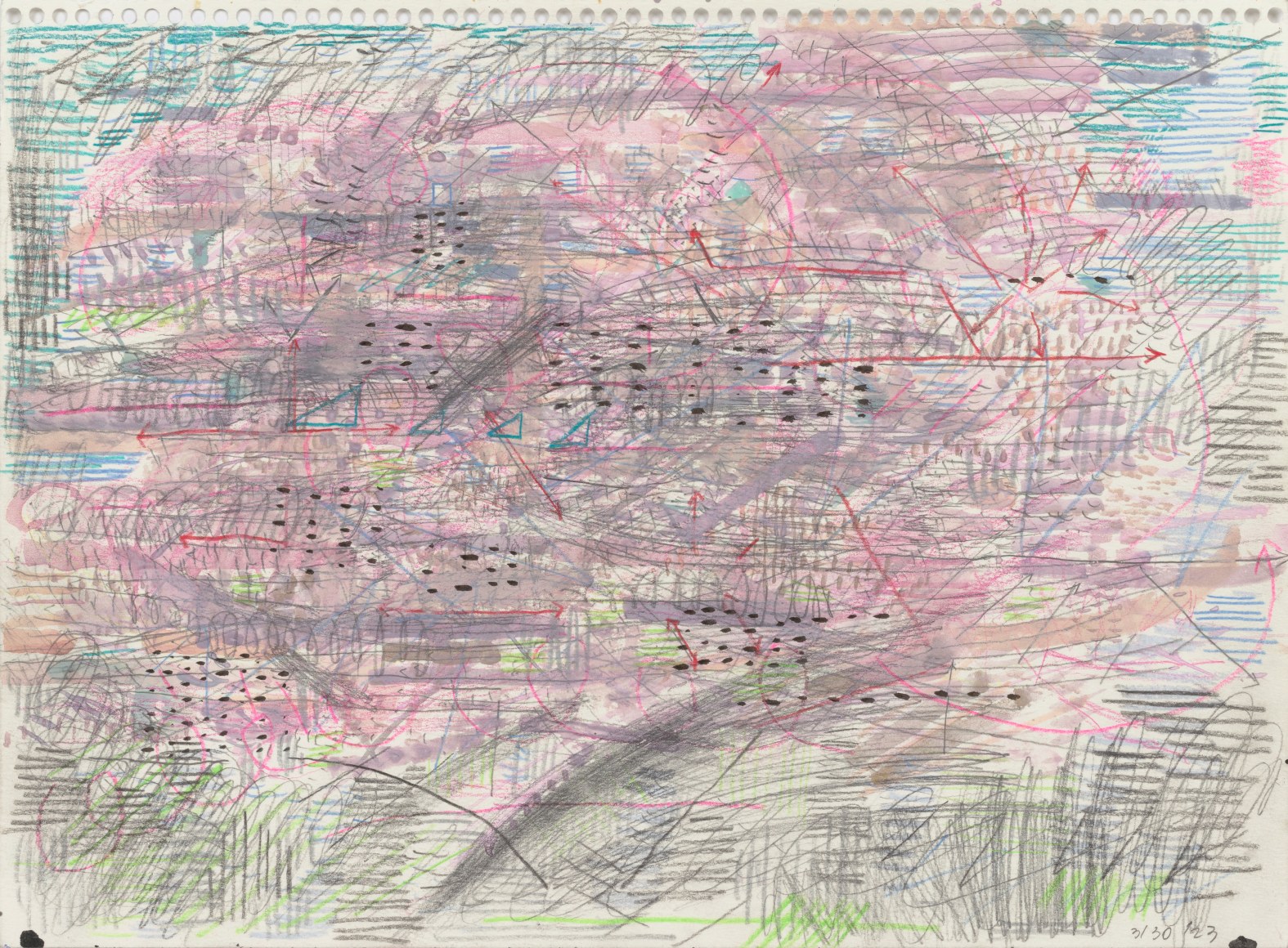 Sakura (Minatonomieruoka), 2023 Mixed media on paper 9 3/8 x 13 1/4 inches