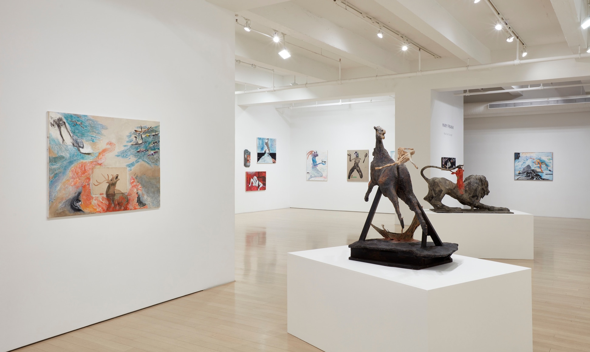 Installation view of Mary Frank: What Color Courage?