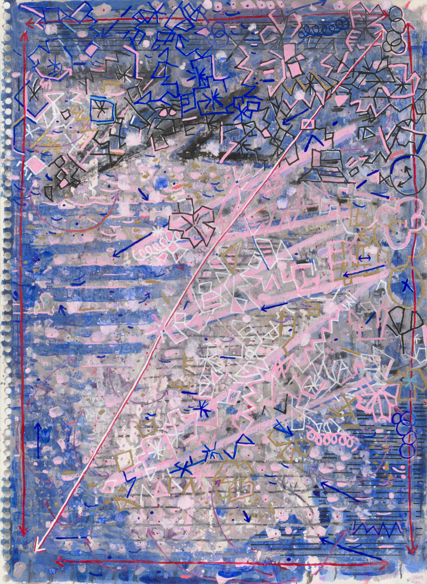 Yozakura (Sakura Ikada), 2023 Mixed media on paper 13 1/4 x 9 3/8 inches