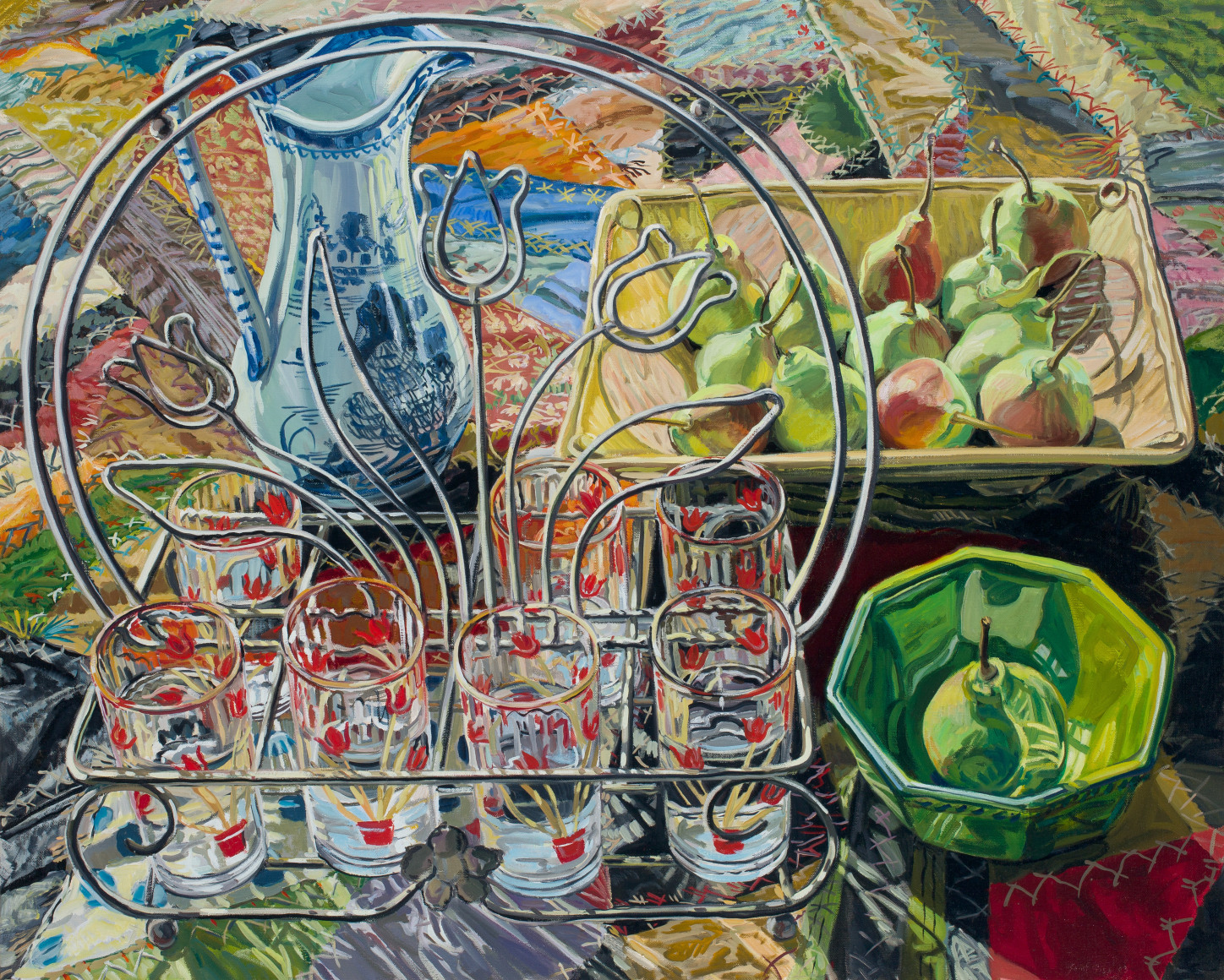 7 Glasses, 13 Pears, 2003 Oil on canvas 40 x 50 inches