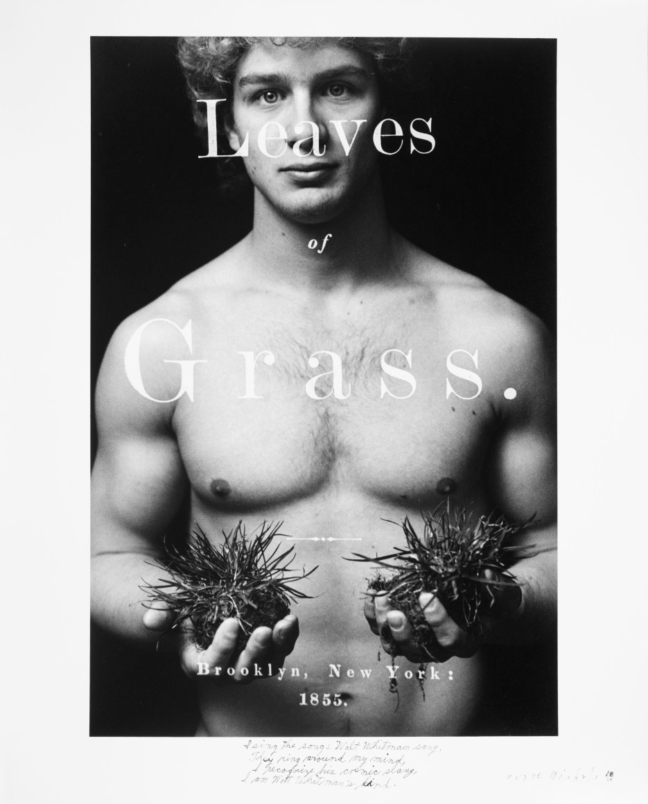 Leaves of Grass, 1995 Gelatin silver print with hand-applied text 17 x 11 &frac12; inches (image); 20 x 16 inches (paper) Edition 18/25